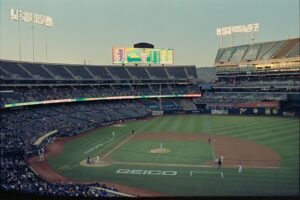a baseball stadium filled with lots of people
